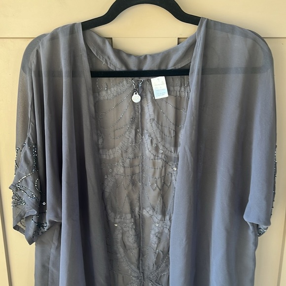 BKE Boutique Sz M Sheer Beaded Kimono Topper Whimsigoth Fairycore - Picture 8 of 8